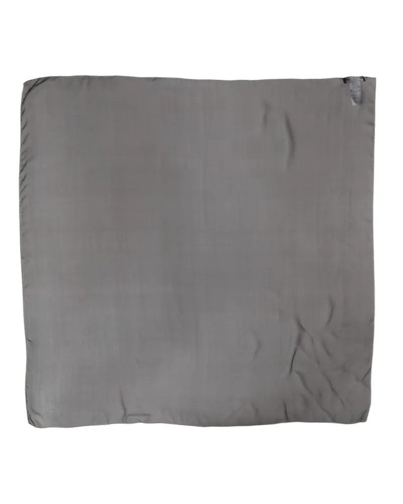 Dolce & Gabbana Gray Black Silk Square Women Foulard Scarf Gray