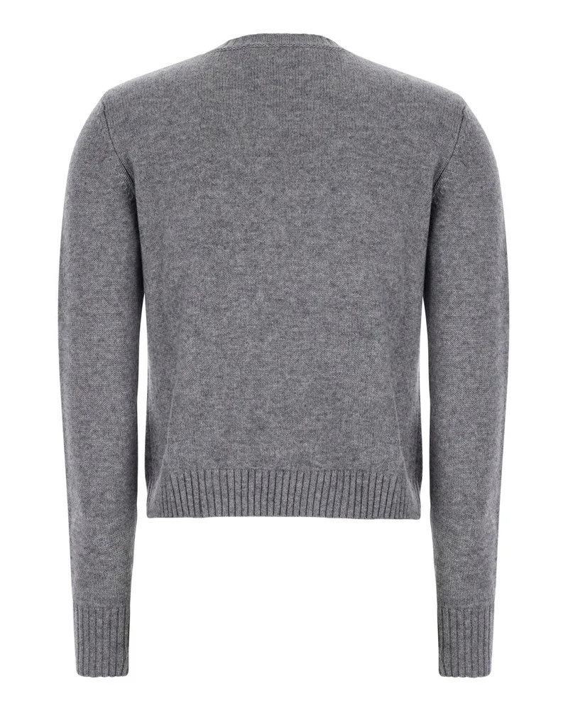 Max Mara Argyle Wool-Cashmere Sweater — Gray Gray