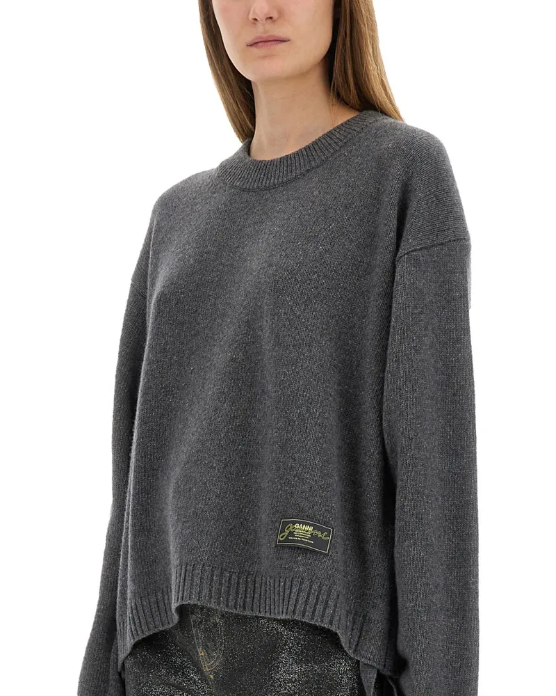 Ganni Recycled Wool Blend Sweater — Gray Gray