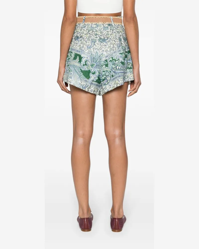 Zimmermann Ottie Tuck Shorts — Green Green