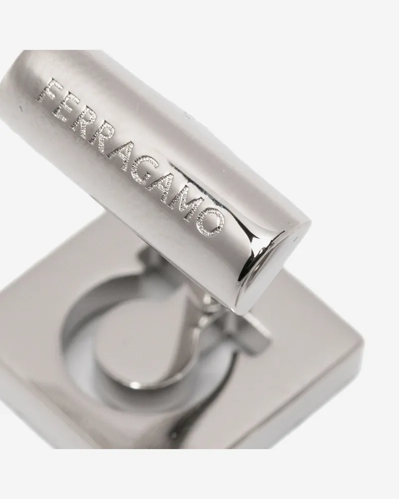 Ferragamo Men's Square Brass Cummerbund Clasps Silver Accessory Silver