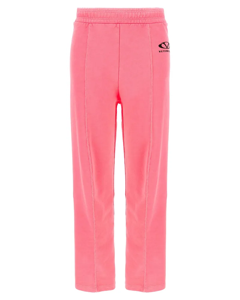 VETEMENTS Logo-Print Cotton Joggers — Pink Pink
