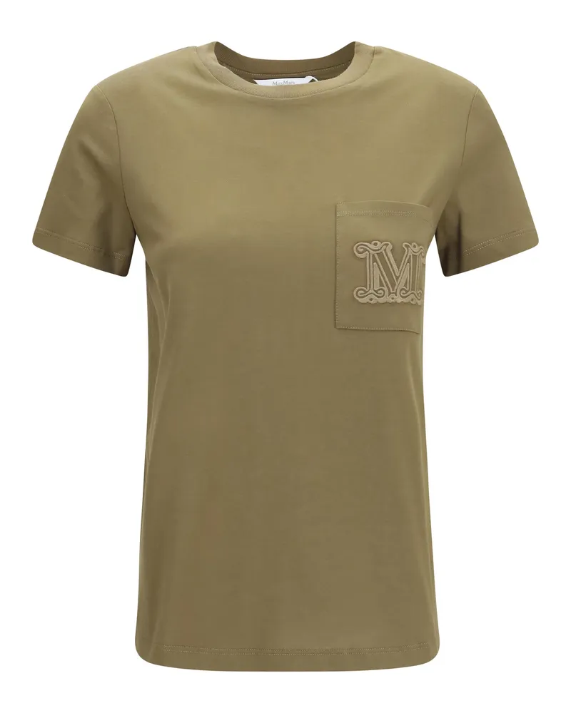 Max Mara Women's T-Shirt Papaia Dark Khaki Cotton Top Beige