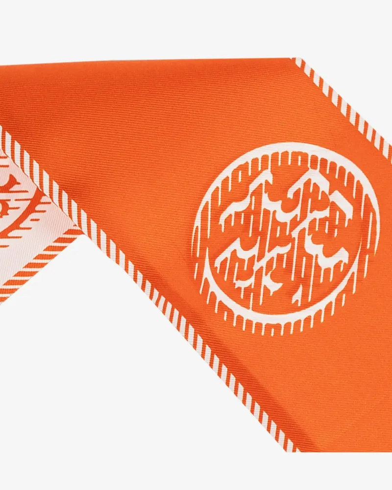Tory Burch Women's Medallion Logo Ribbon Silk Tie Orange Body: Neckties & Collars Orange