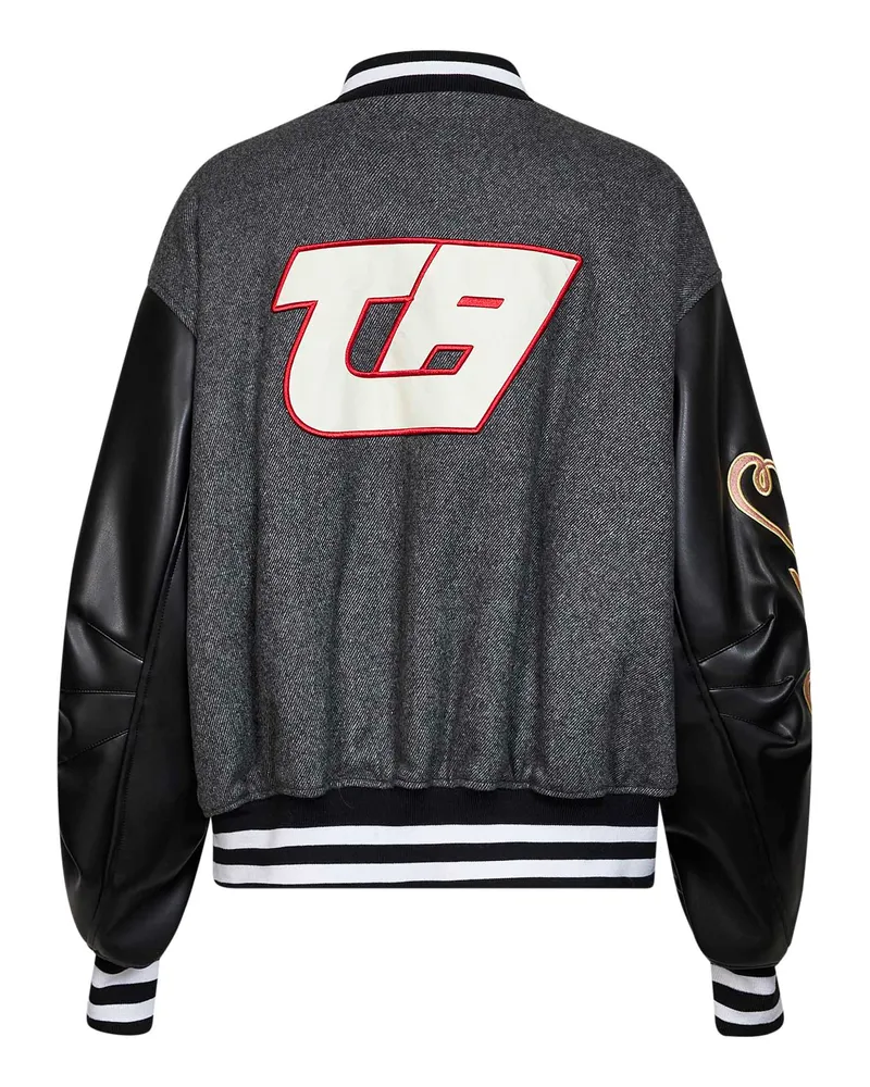 ATTICO Women's Varsity Jacket Wool-Blend Dark Grey Bomber Gray