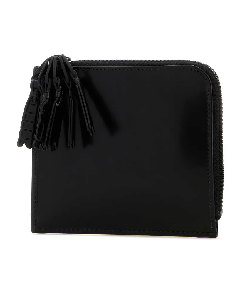 Comme des Garçons Men's Black Leather Card Holder Portafogli Wallet Black