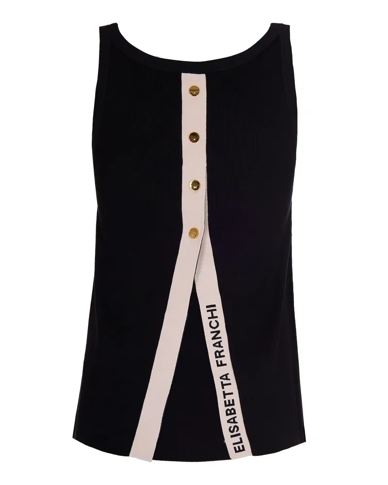 Elisabetta Franchi Women's Sleeveless Knit Top Black-Butter Viscose Vests & Tank Tops Black/butter Black