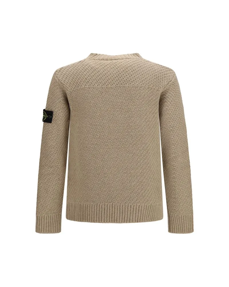 Stone Island Basket-Knit Wool Sweater — Beige Beige