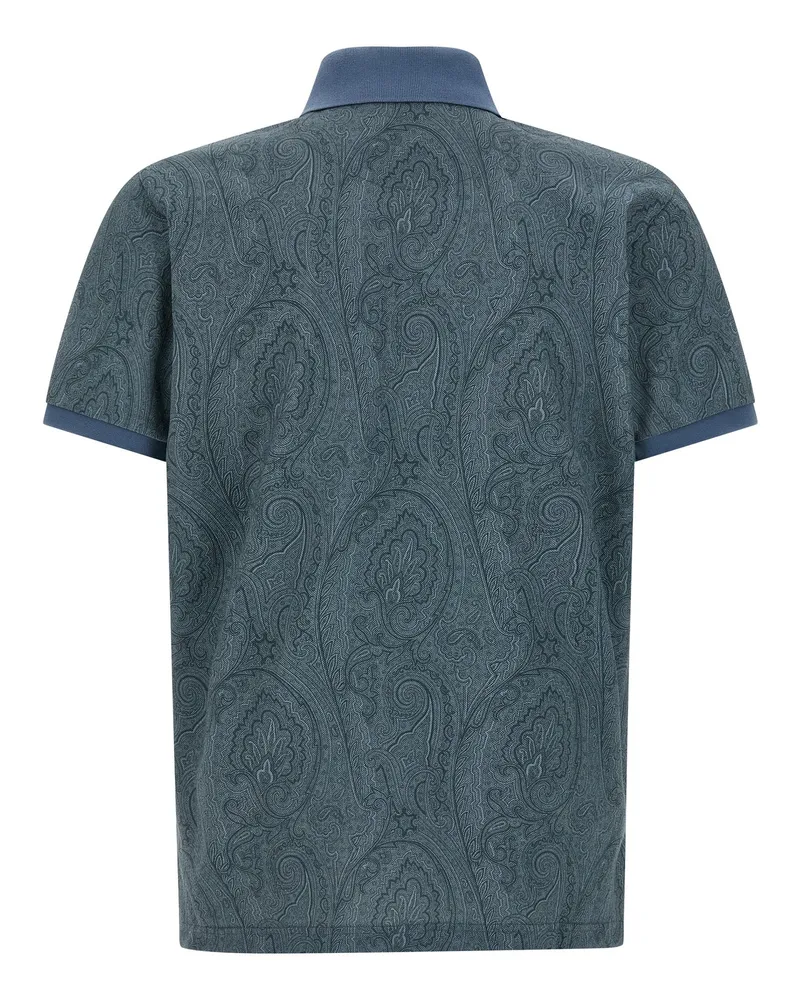 Etro Men Blue Cotton Polo Shirt Blue