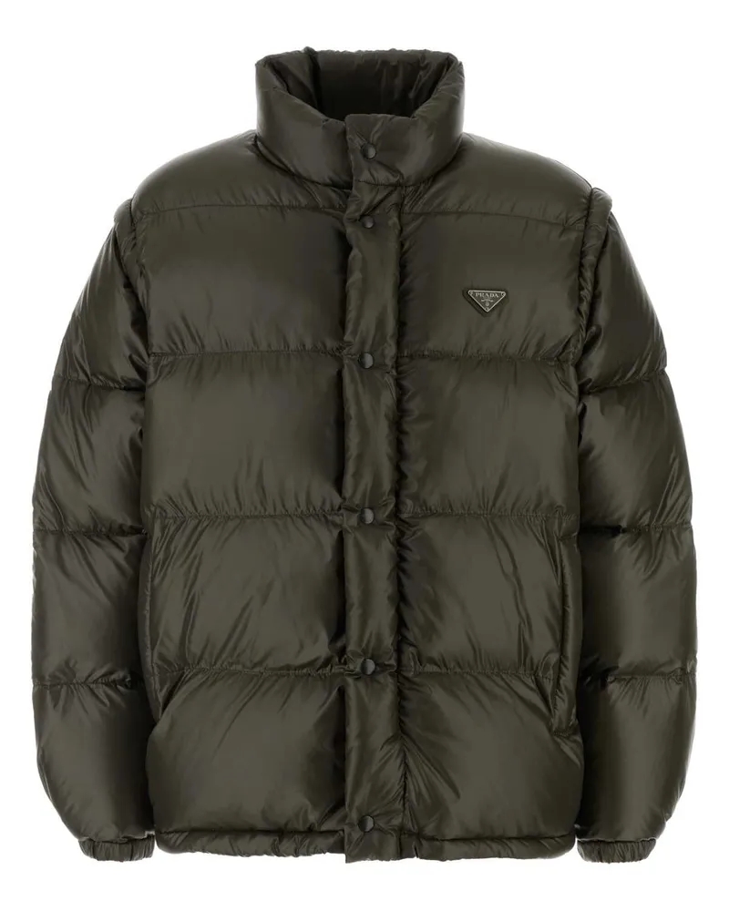 Prada Recycled Polyamide Quilted Down Jacket — Green Green