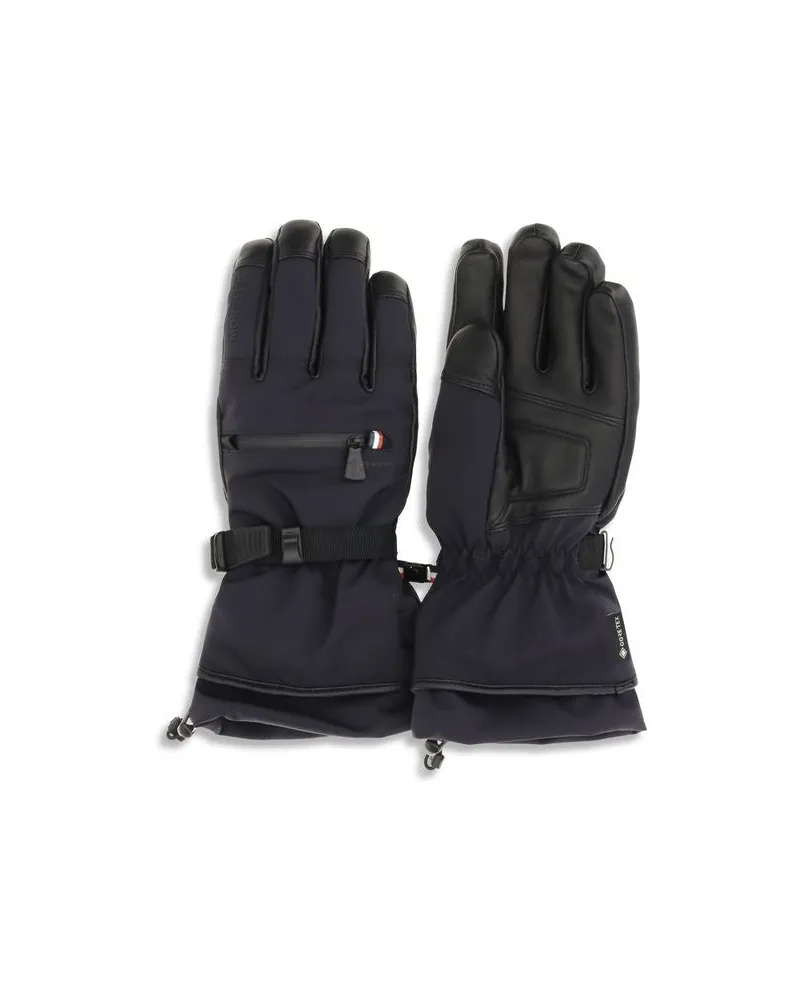 Moncler Padded Nylon with Leather Piping Gloves — Blue Blue