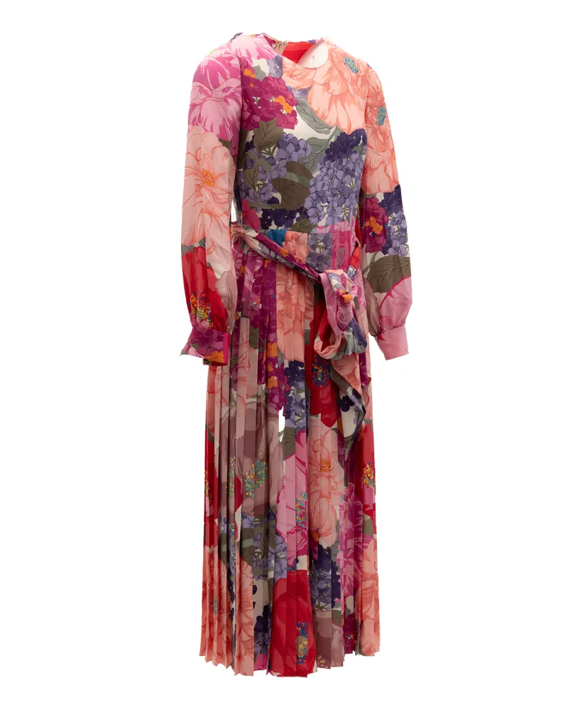 Valentino Garavani Multi-Floral Women Dress Purple Multicolor
