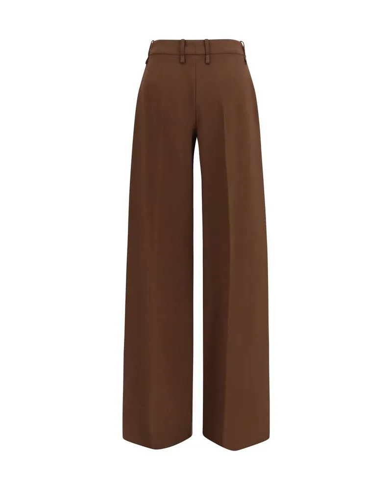 Ermanno Scervino Viscose Flared Trousers — Brown Brown