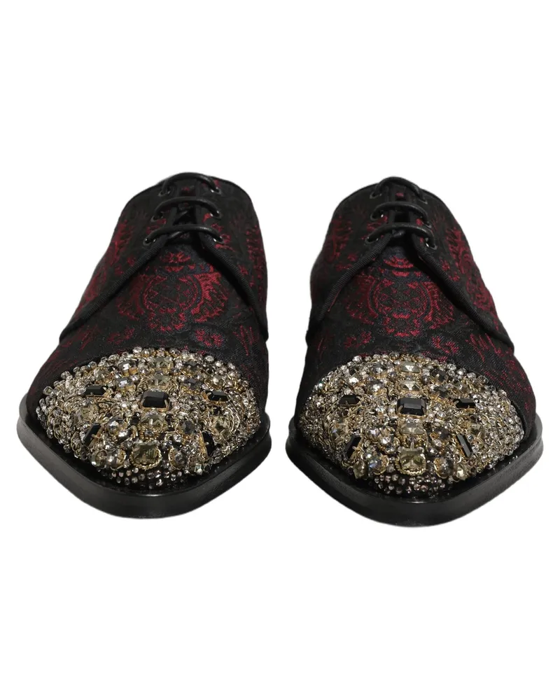 Dolce & Gabbana Men's Black Red Embellished Derby Dress Formal Shoes And Leather Black