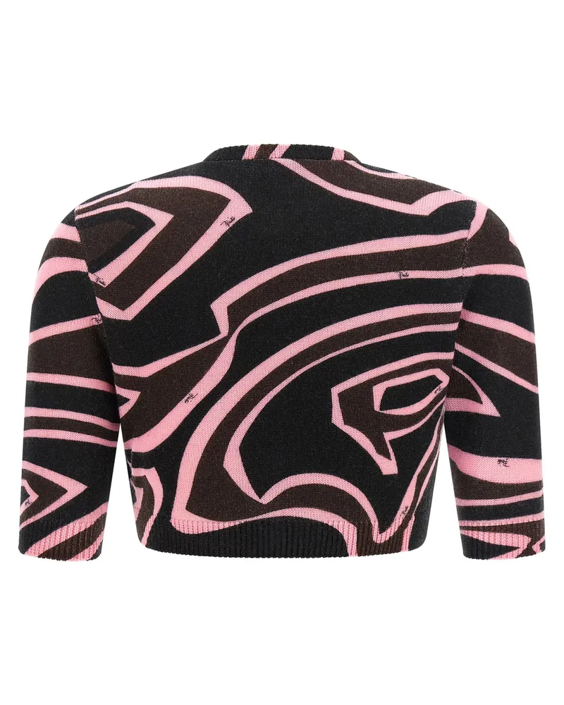 Emilio Pucci Labirinto Graphic Wool Blend Cardigan — Black Black