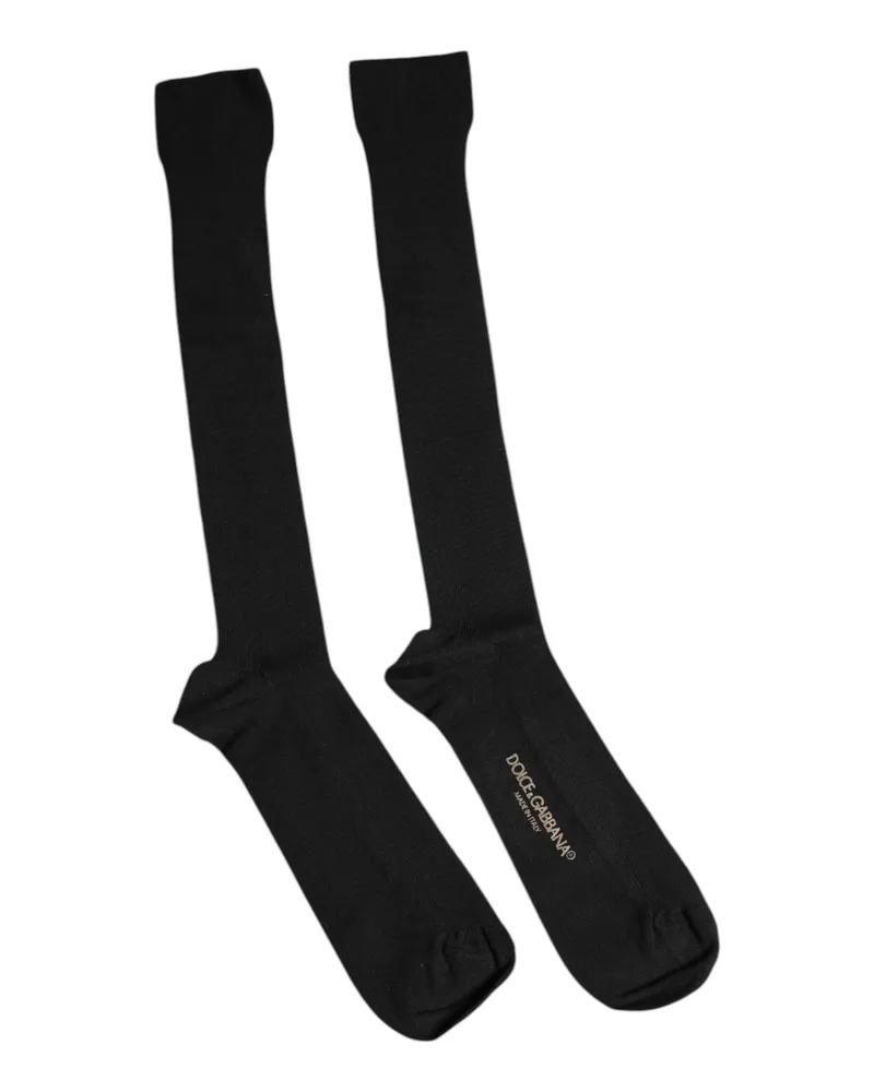 Dolce & Gabbana Men's Black Viscose Logo Over The Calf Socks Nylon Clothing Black