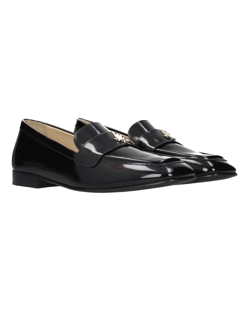Jimmy Choo Women's Black Leather Slip-On Loafers Black