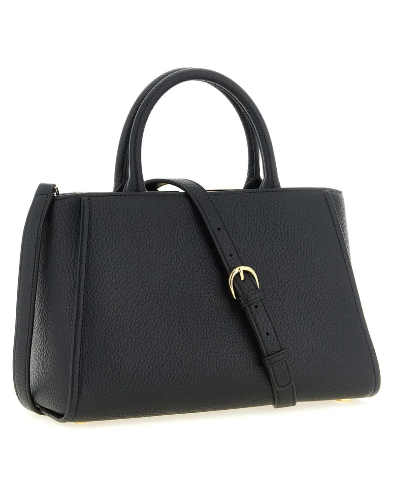 Elisabetta Franchi Gold Logo Trapezoid Tote Bag — Black Black