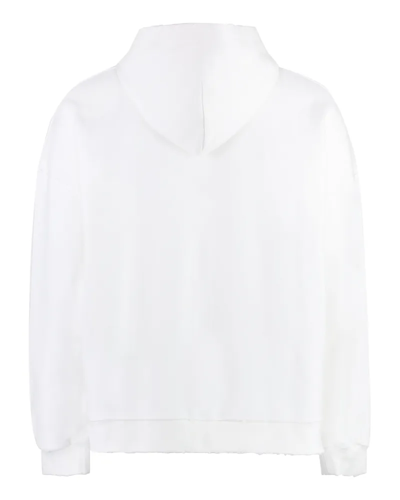 Palm Angels Men's Full-Zip Cotton Hoodie White Top White