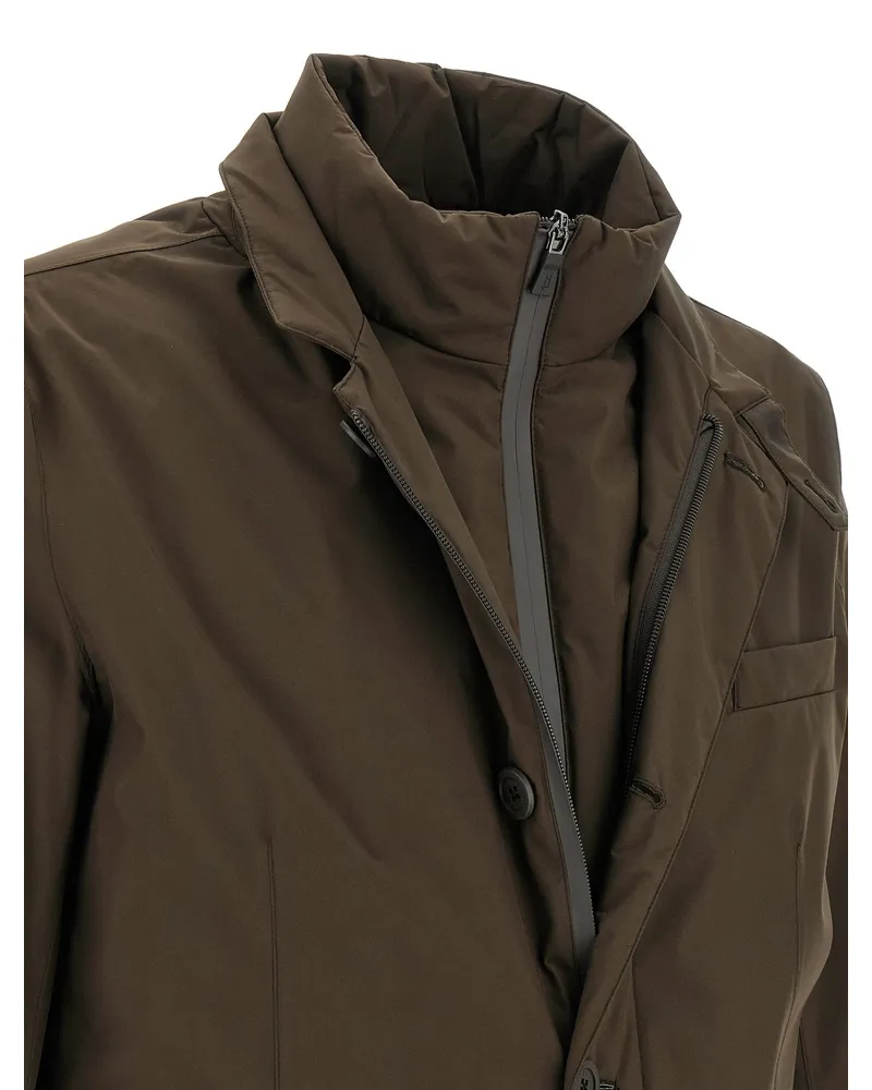 Herno Hybrid Technical Padded Jacket — Brown Brown