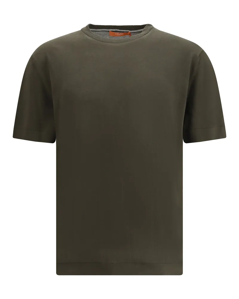 CRUNA Men's Knitted Cotton T-Shirt Green T-Shirts And Polos Green