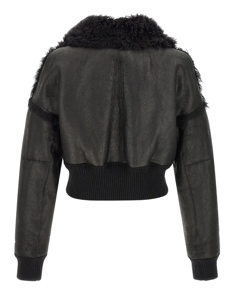 Rick Owens Men's Black Lamb Fur Leather Jacket Clothing Black