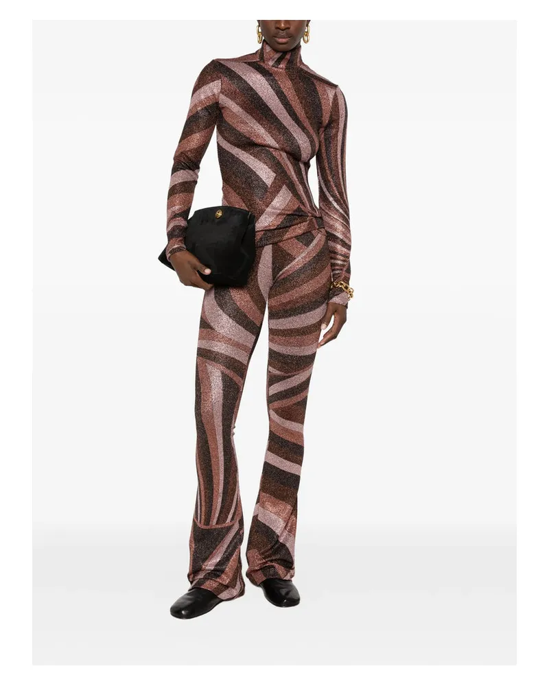 Emilio Pucci Jacquard Swirl Print Trousers — Brown Brown