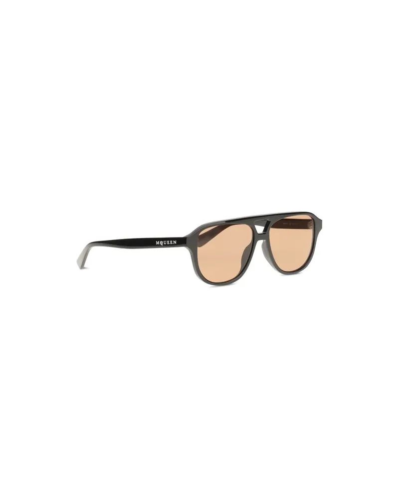 Alexander McQueen Women's Brown Acetate Sunglasses Black