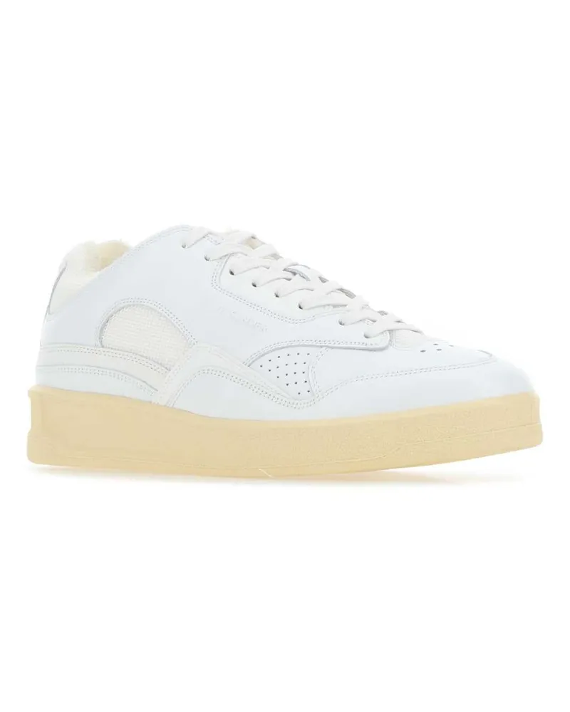 Jil Sander Men's White Leather And Fabric Sneakers 100 White