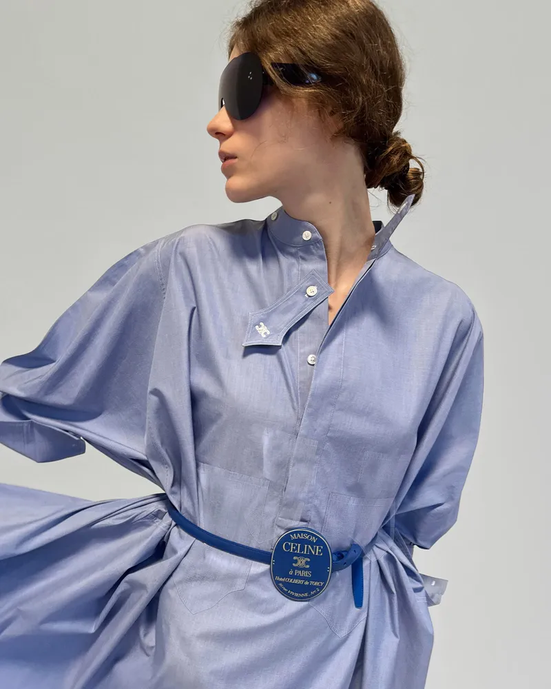 Celine Women's Shirt Dress Navy Blue Blue