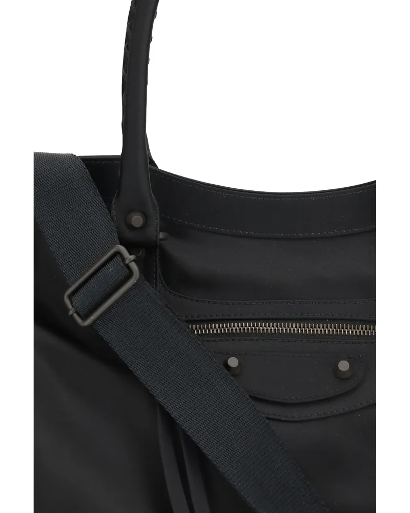 Balenciaga Men's Handbag Le City Grande Black Polyamide Shoulder Bags Black