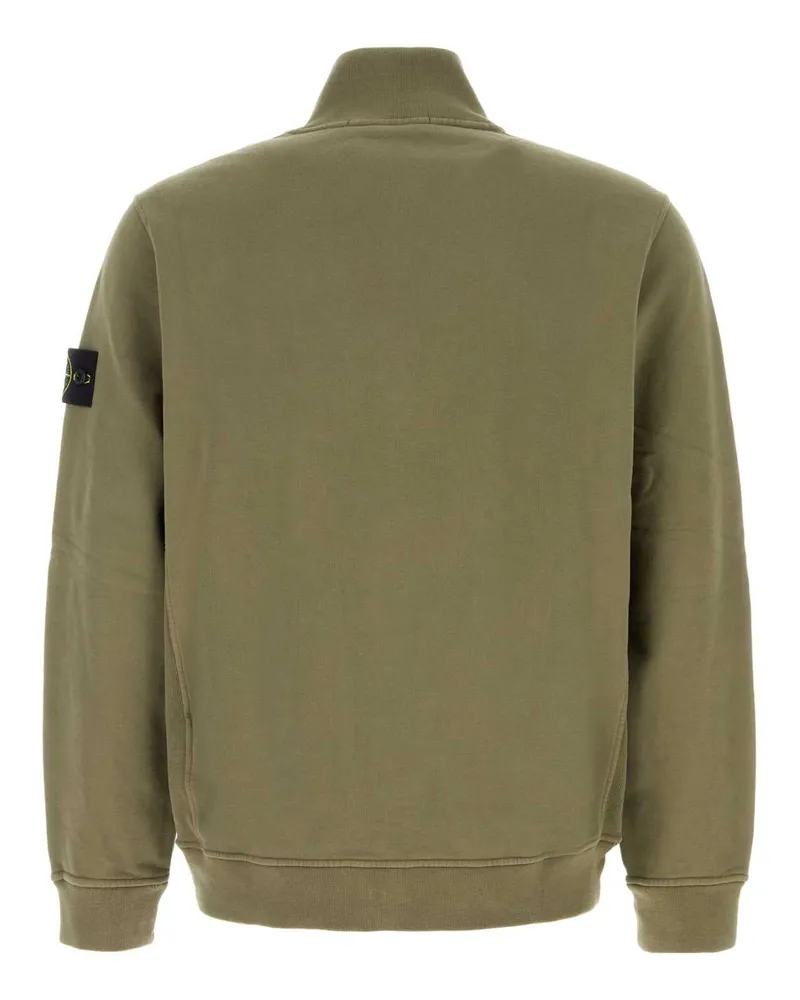 Stone Island Men Army Green Cotton Sweatshirt Exterior: Maglieria Sweater Green
