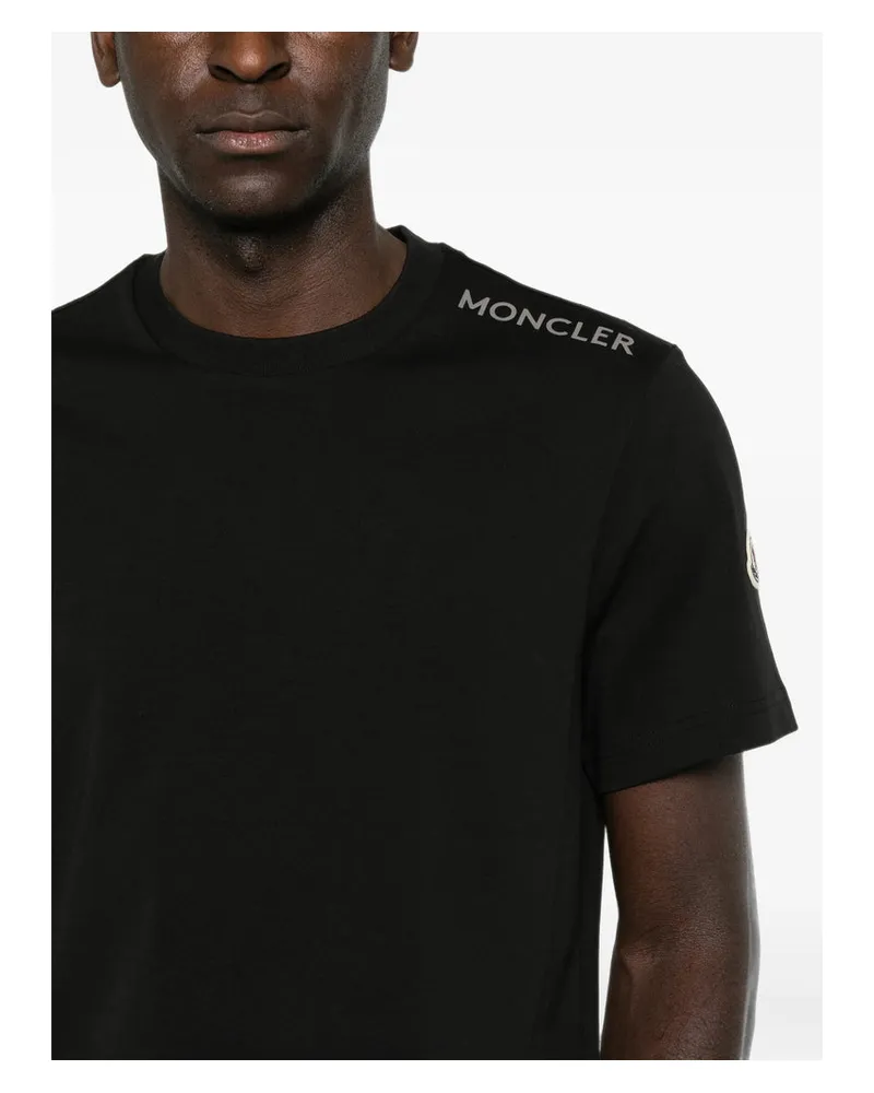 Moncler Logo-Patch Cotton T-Shirt — Black Black