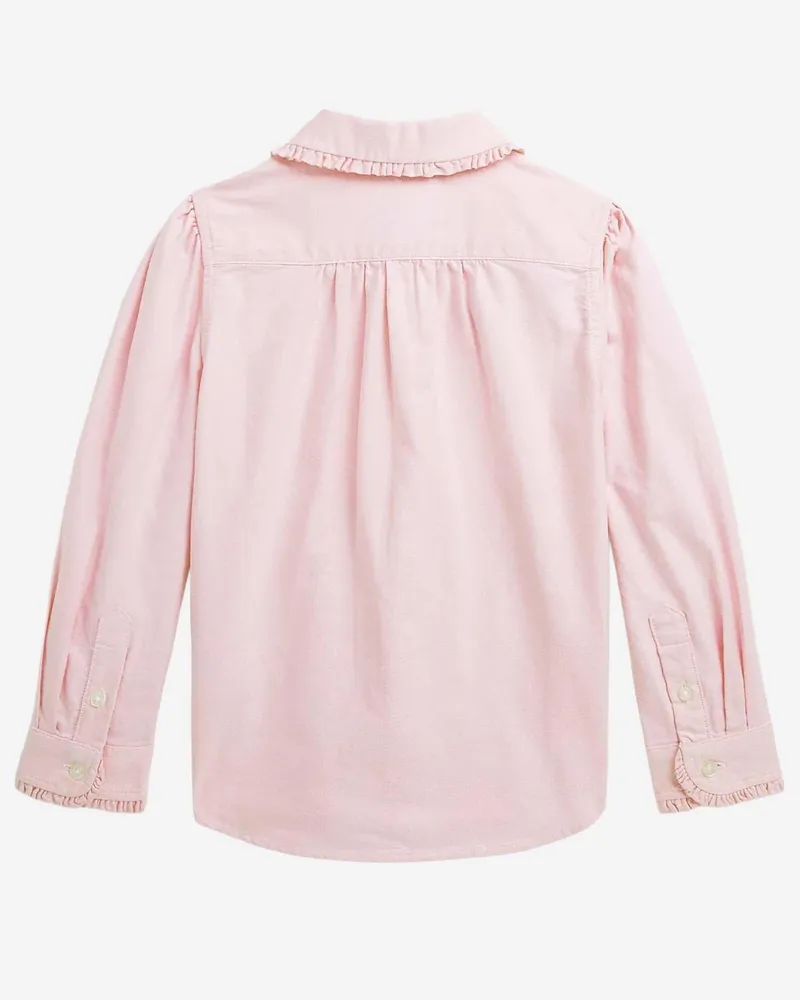 Ralph Lauren Girls' Cotton Shirt With Ruffles Pink Blouses And Pink