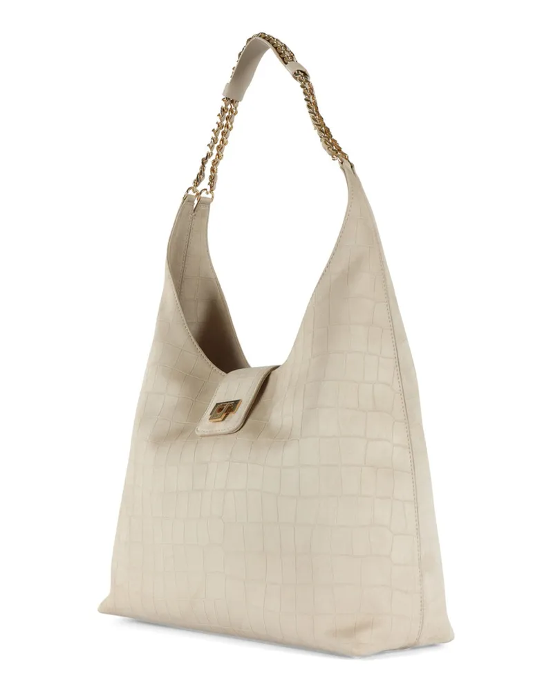 Elisabetta Franchi Women's Hobo Bag Suede Vanilla Shell: Polyester Shoulder Beige