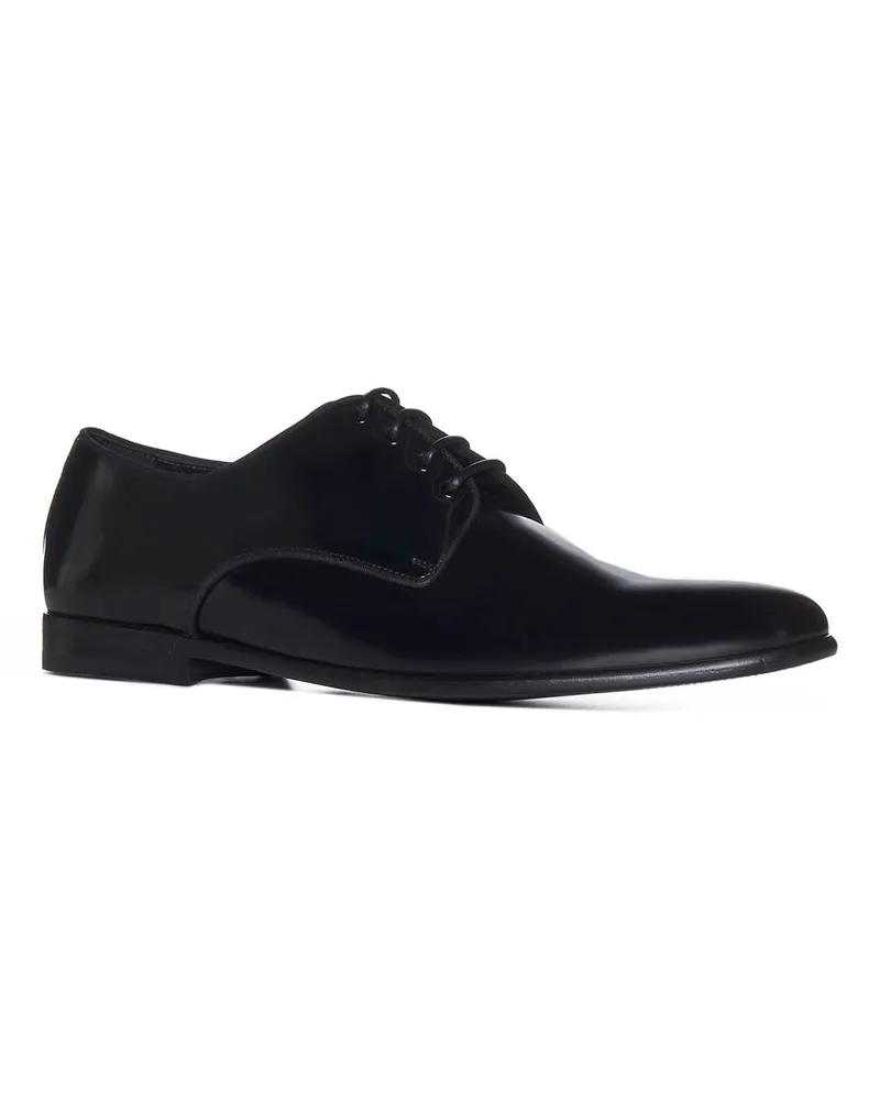 Dolce & Gabbana Men's Derby Shoes Black Calf Leather Lace-Up Flat 