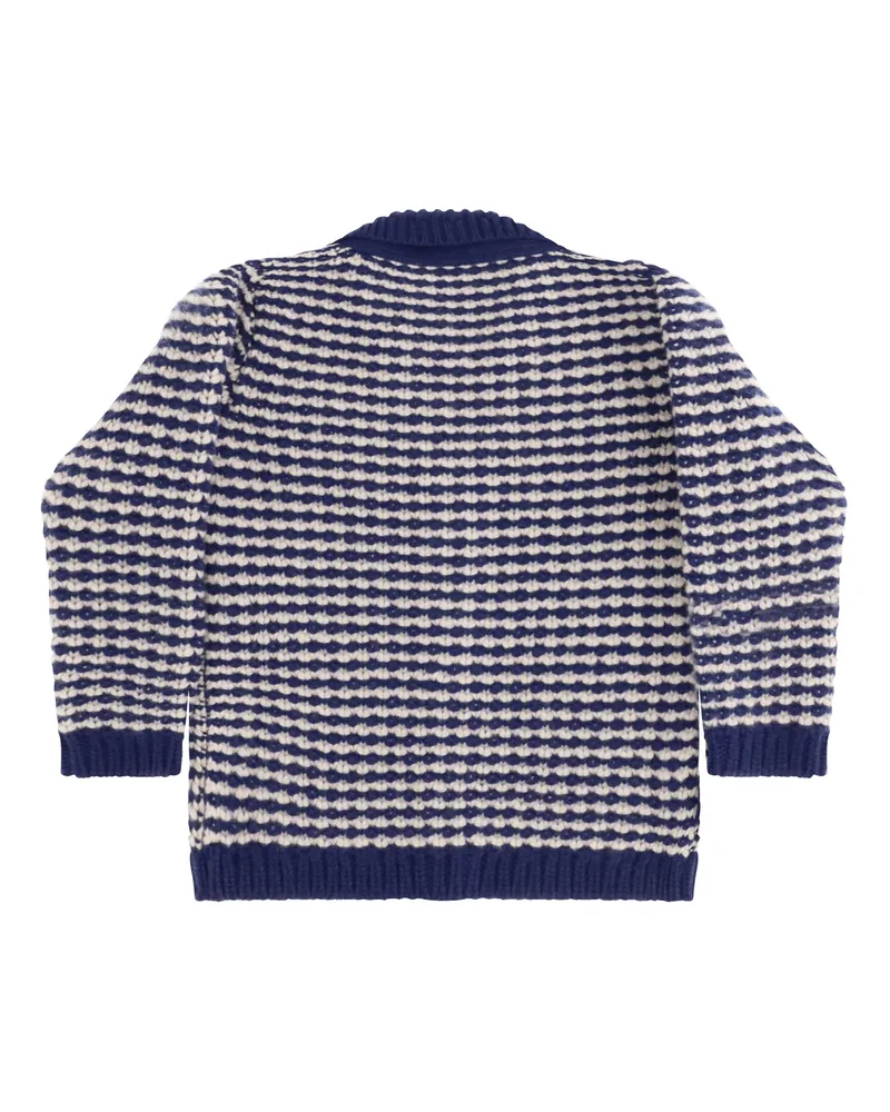 Gucci Striped Wool Cardigan With Mr. Happy For Boy Ocean Night-Avorio Ovis Aries Night/avorio Sweater Navy
