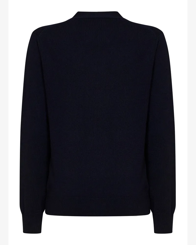 Comme des Garçons Women's Cardigan Navy Blue Wool Cardigans Sweater Navy