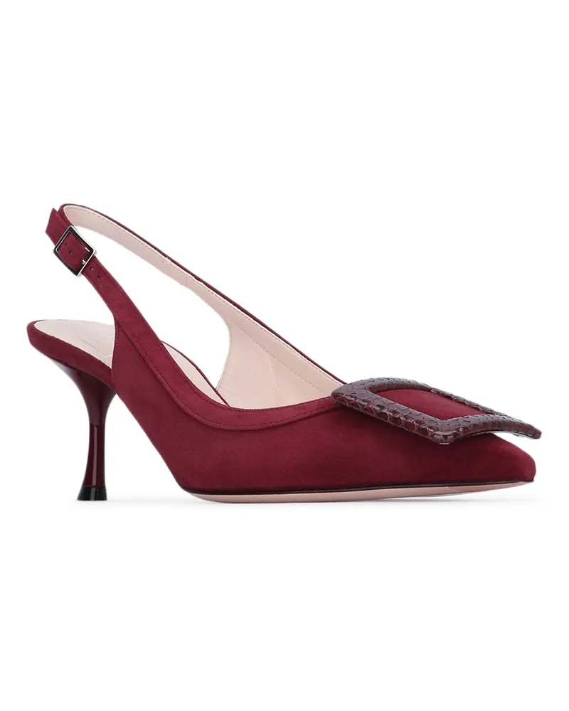 Roger Vivier Women's City Slingback Heel Burgundy Suede Burgundy