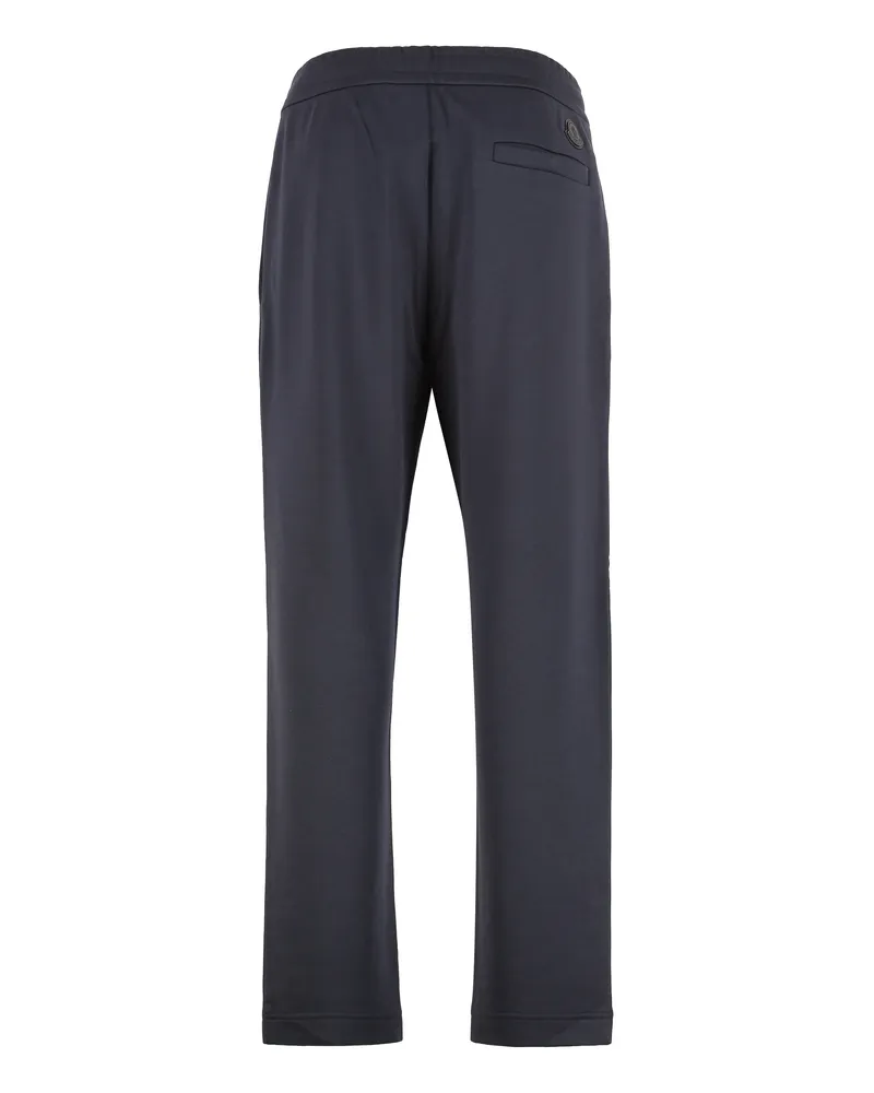 Moncler Men's Cotton-Blend Straight Track Pants Blue Cotton; Modal; Polyester Blue