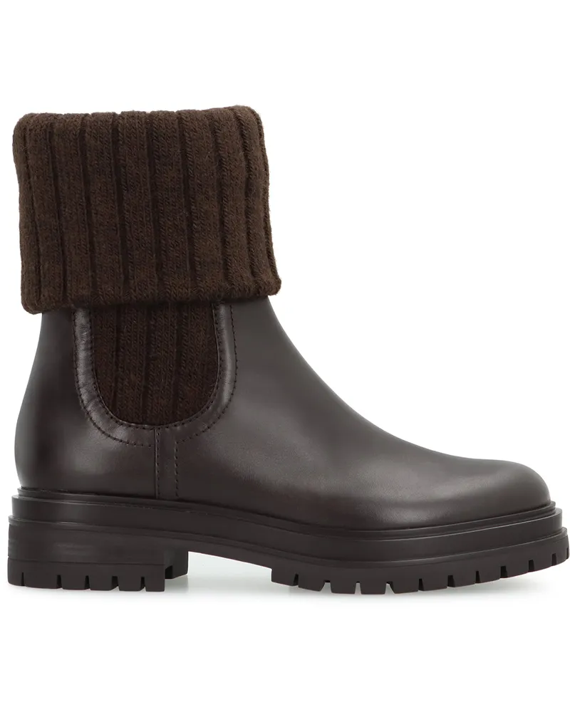 Gianvito Rossi Women's Chelsea Boots Tenney Leather Mocha Calf Brown