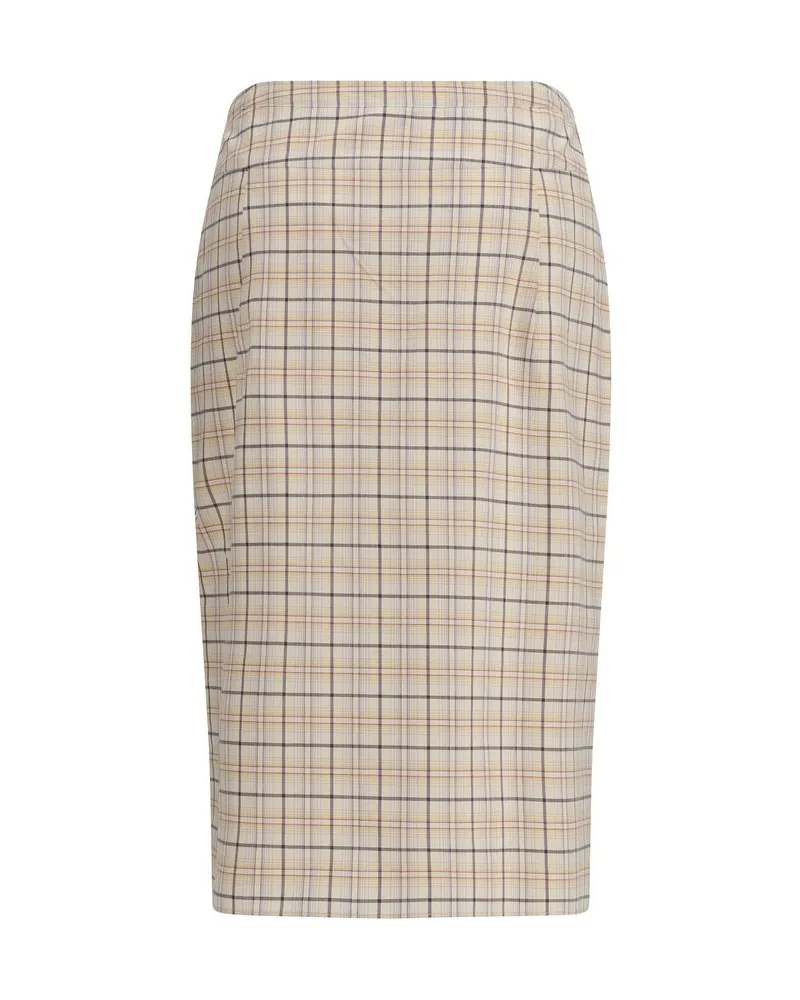 Prada Women's Multicolor Cotton Midi Skirt Beige