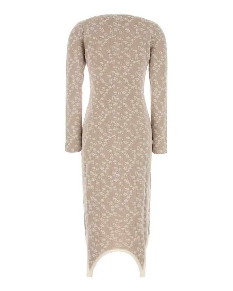 Fendi Women's Embroidered Cotton Blend Dress Toffee Exterior: Nylon Abiti Beige