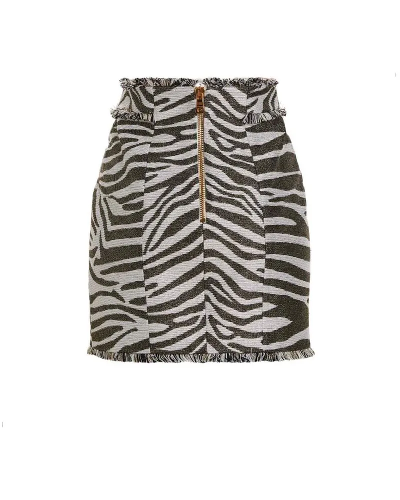 Balmain Lurex Zebra Print Skirt — Black Black