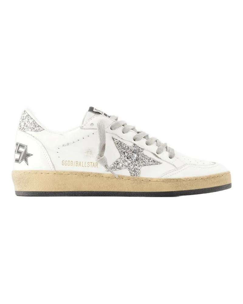 Golden Goose Women's Ball Star Sneakers - Golden Goose Leather White- Silver Calfskin Shoes White