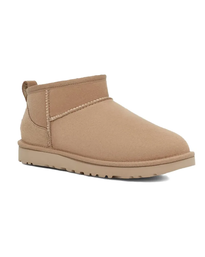 UGG Women's Ankle Boots Classic Ultra Mini Sand Leather Beige