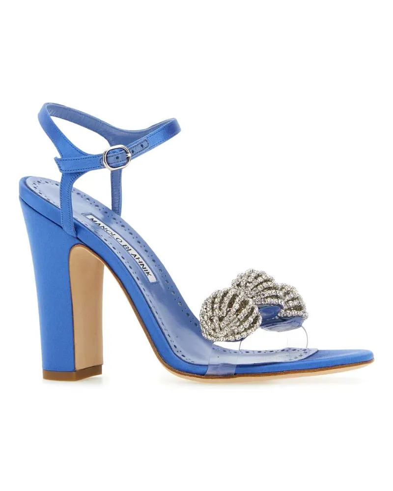 Manolo Blahnik Women's Blue Satin Elhob Sandals Bblu Sandali Blue