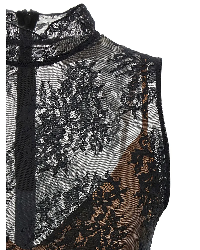 Giuseppe di Morabito Lace and Feather Train Dress — Black Black