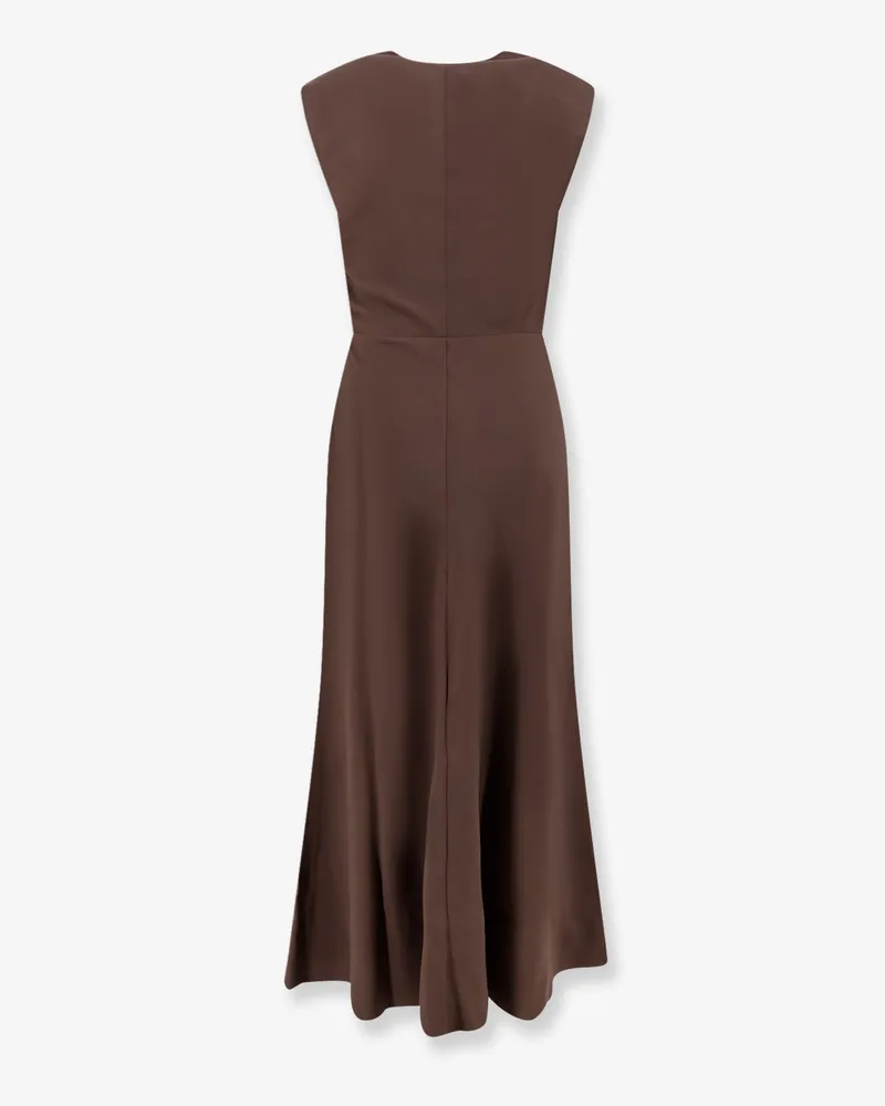 Brunello Cucinelli Women's Flared Virgin Wool Twill Dress Brown Brown