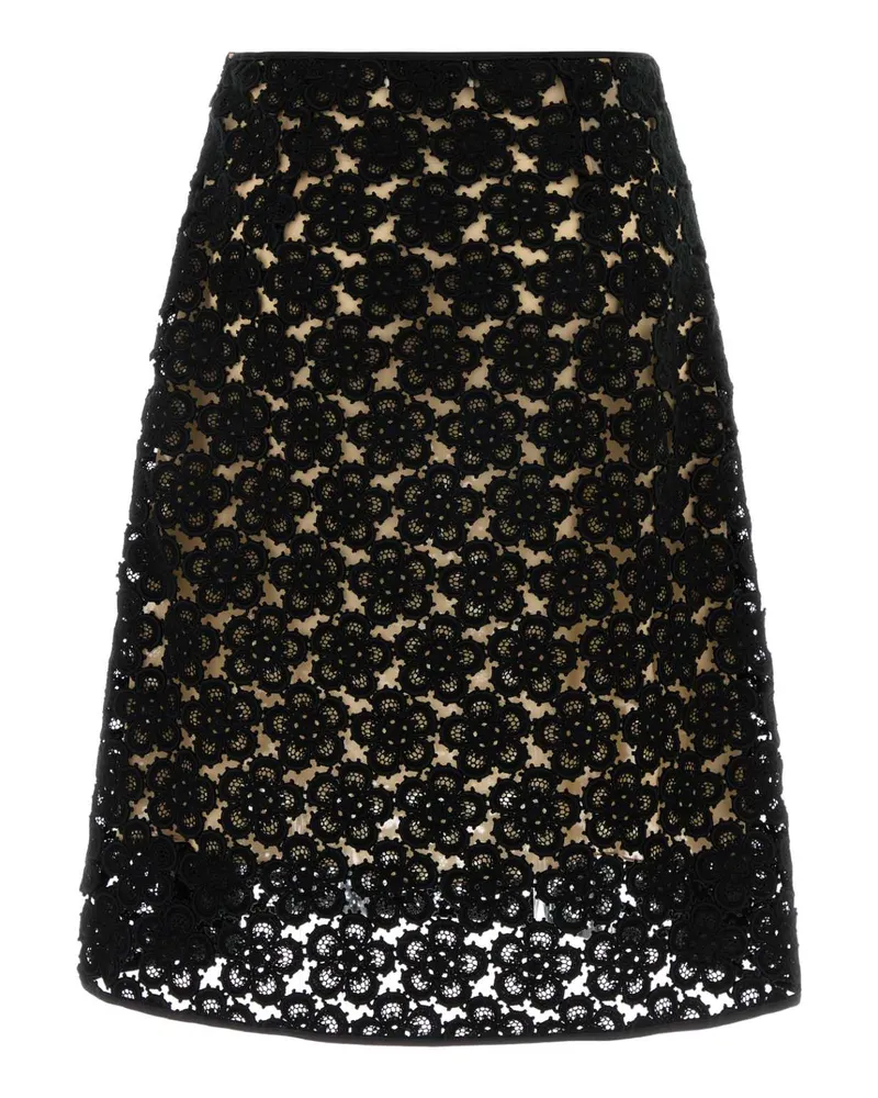 Miu Miu Lace-Patterned Skirt — Black Black